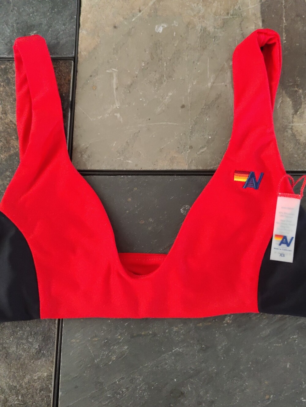 Aviator Nation Sports Bra Red With Black Side Panels Racerback XS 1411-"
